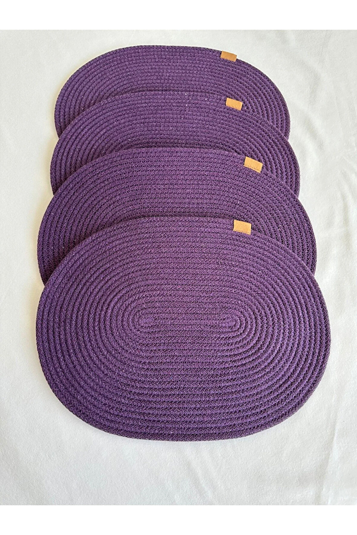 Jüt Amerikan Servis Sofra Altlığı, Masa Dekoru Supla Oval Mor 30x40 4lü