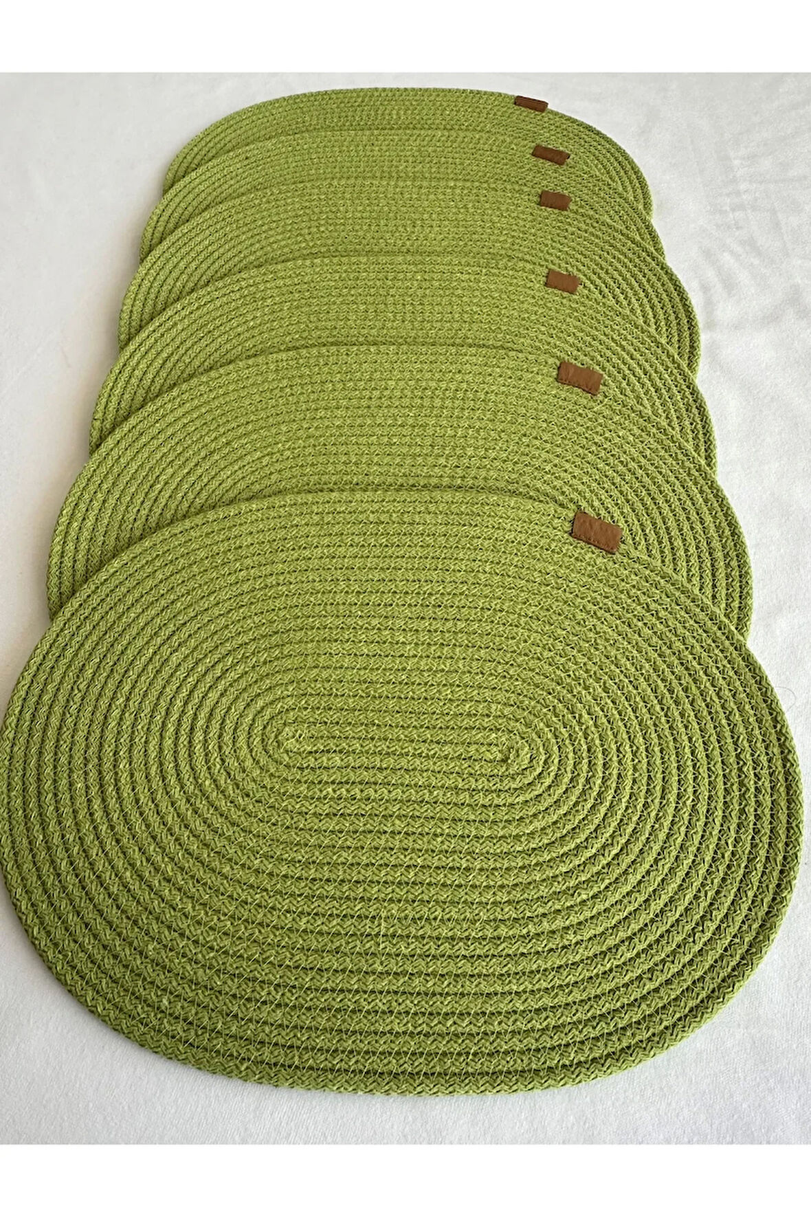 Jüt Amerikan Servis Sofra Altlığı, Masa Dekoru Supla Oval Fıstık Yeşil 30x40 6lı