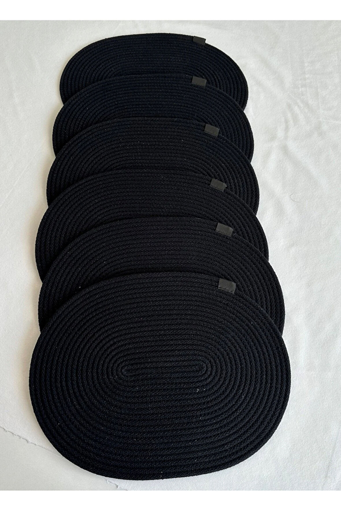 Jüt Amerikan Servis Sofra Altlığı, Masa Dekoru Supla Oval Siyah 30x40 6lı