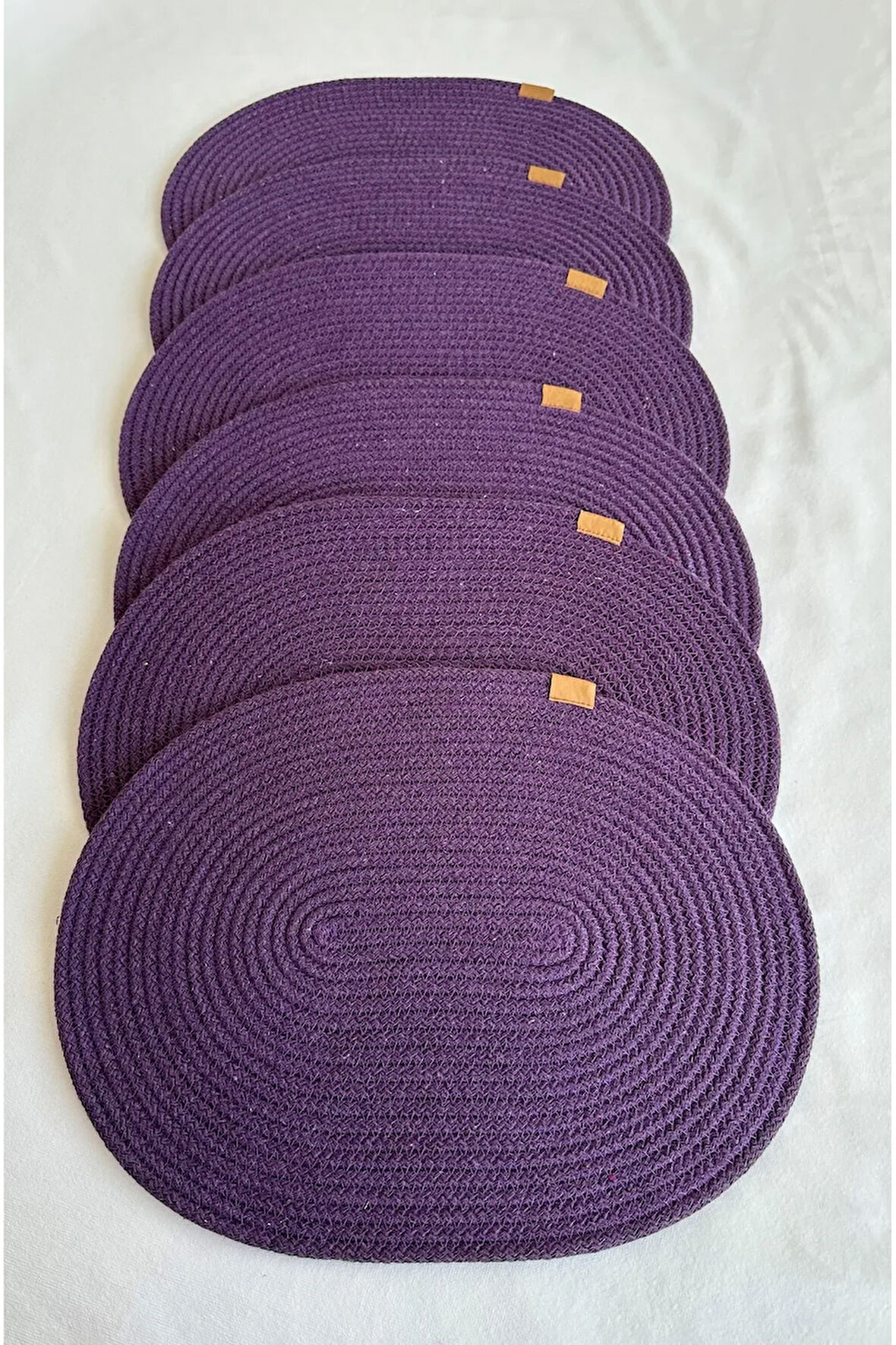 Jüt Amerikan Servis Sofra Altlığı, Masa Dekoru Supla Oval Mor 30x40 6lı