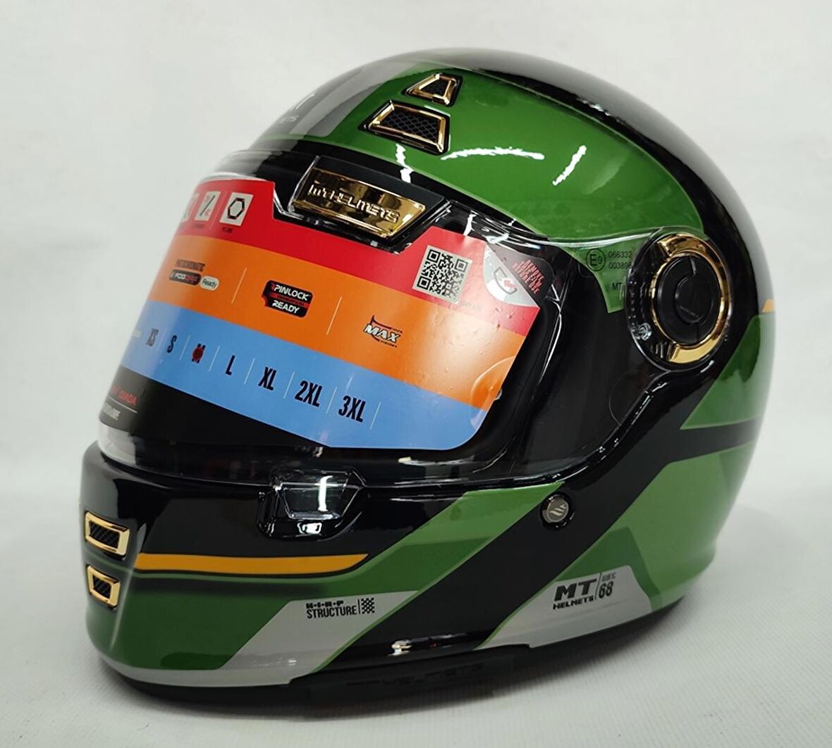 Mt Kask Mt Jarama 68th C1 Gloss Green - Şeffaf Vizörlü M