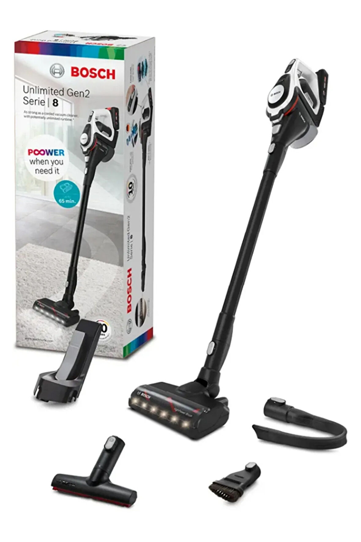 18 V, Led Aydınlatma Turbo Modlu Dikey Şarjlı Süpürge, Yeni Seri