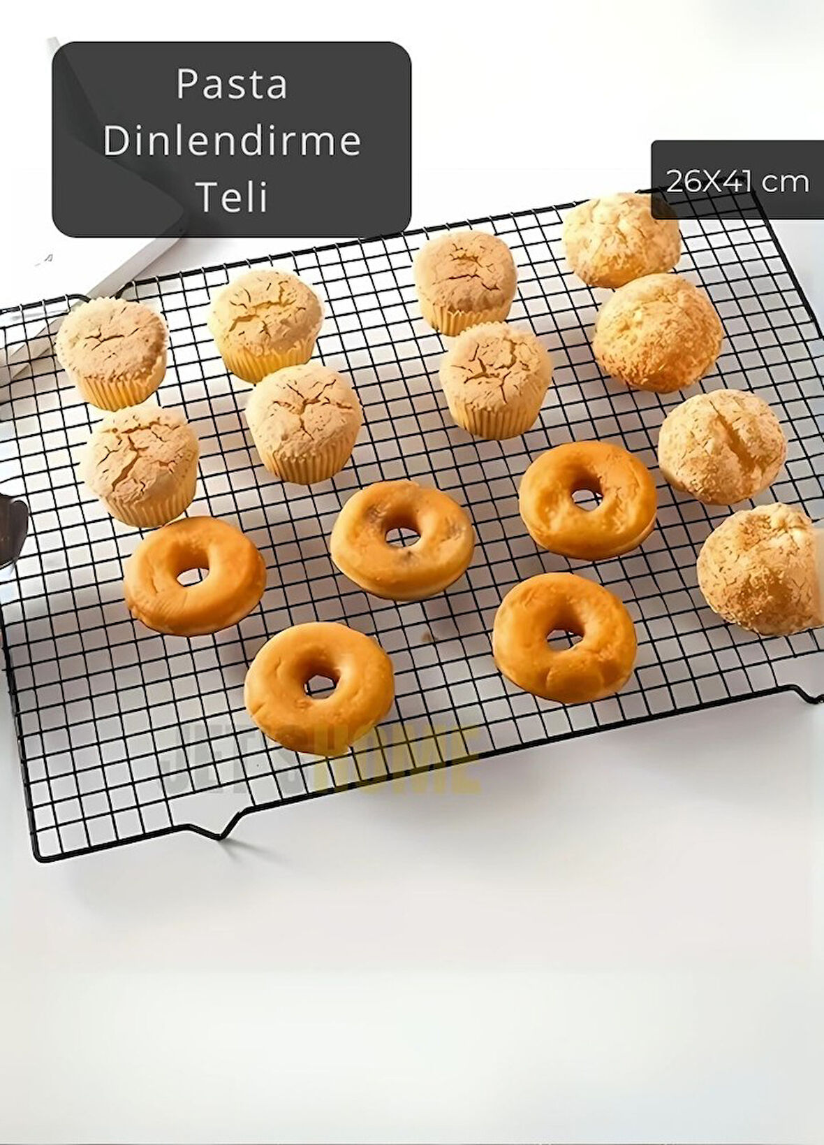Küçük Boy Pasta Soğutma Dinlendirme Teli Ekmek Kek Kurabiye Soğutma Teli Glaso Teli 41x26 cm