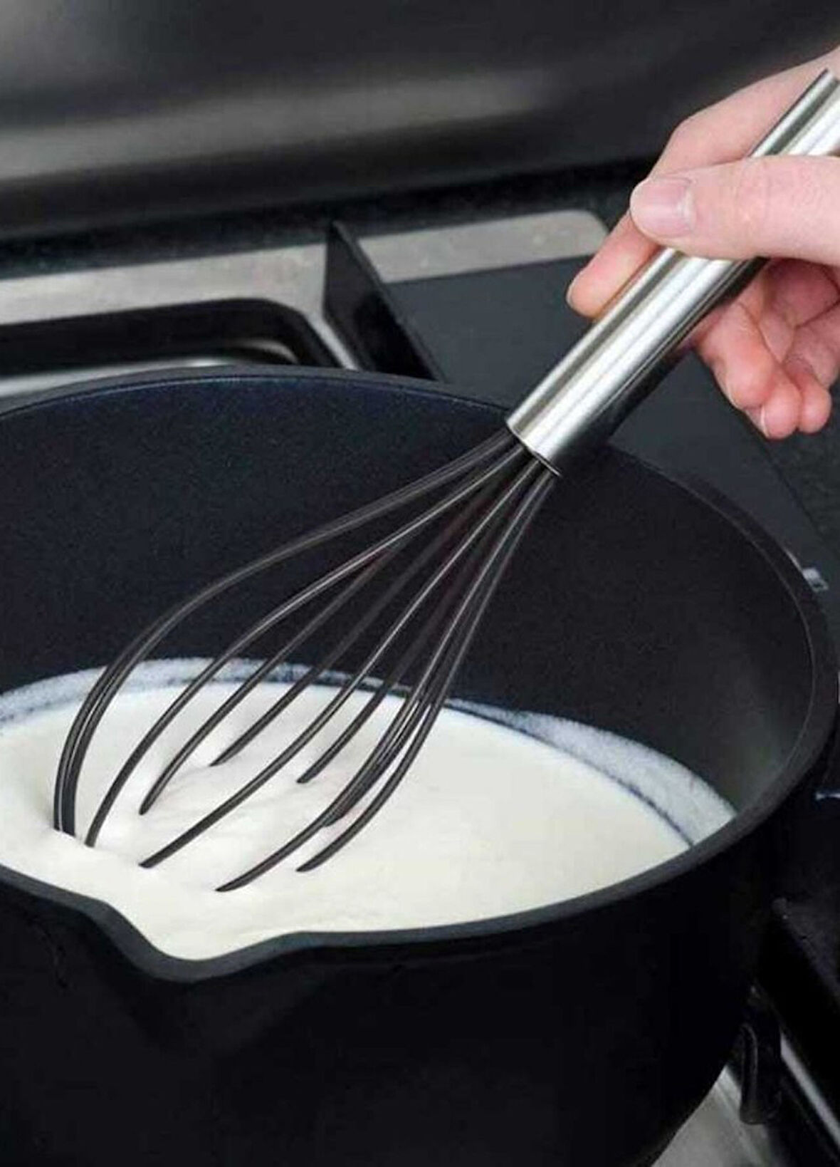 Sos Çırpma Teli Silikon Yumurta Çırpıcı Çikolata Çırpıcı Krema Çırpıcı Çelik Saplı 30 cm