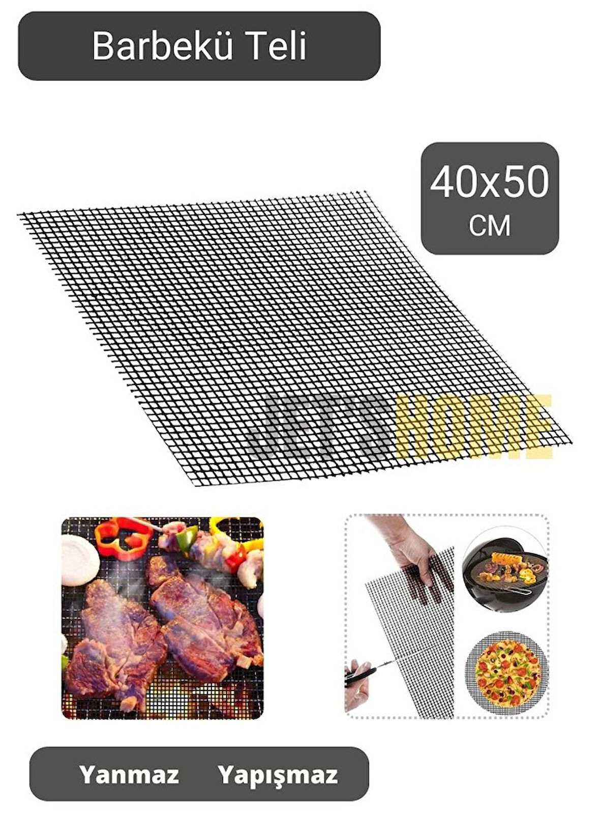 Barbekü Teli Fiberglas BPA Free Izgara Kağıdı Yanmaz Yapışmaz Pişirme Kağıdı Büyük Boy 40*50 cm