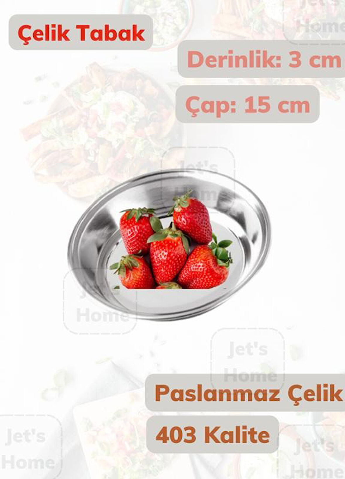 Çelik Tabak 15 cm No:1 Paslanmaz Tabak 430 Kalite Çelik