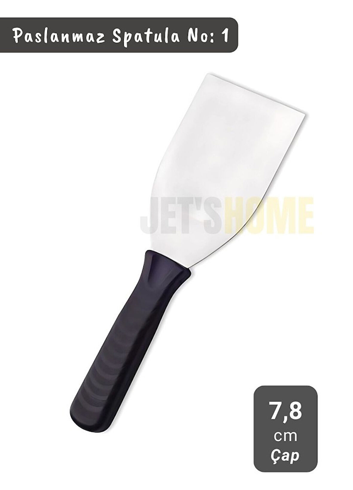 Börek Kesici Paslanmaz Çelik Pasta Spatulası Pizza Kesici Siyah Saplı No:1 Çap 7,8 cm