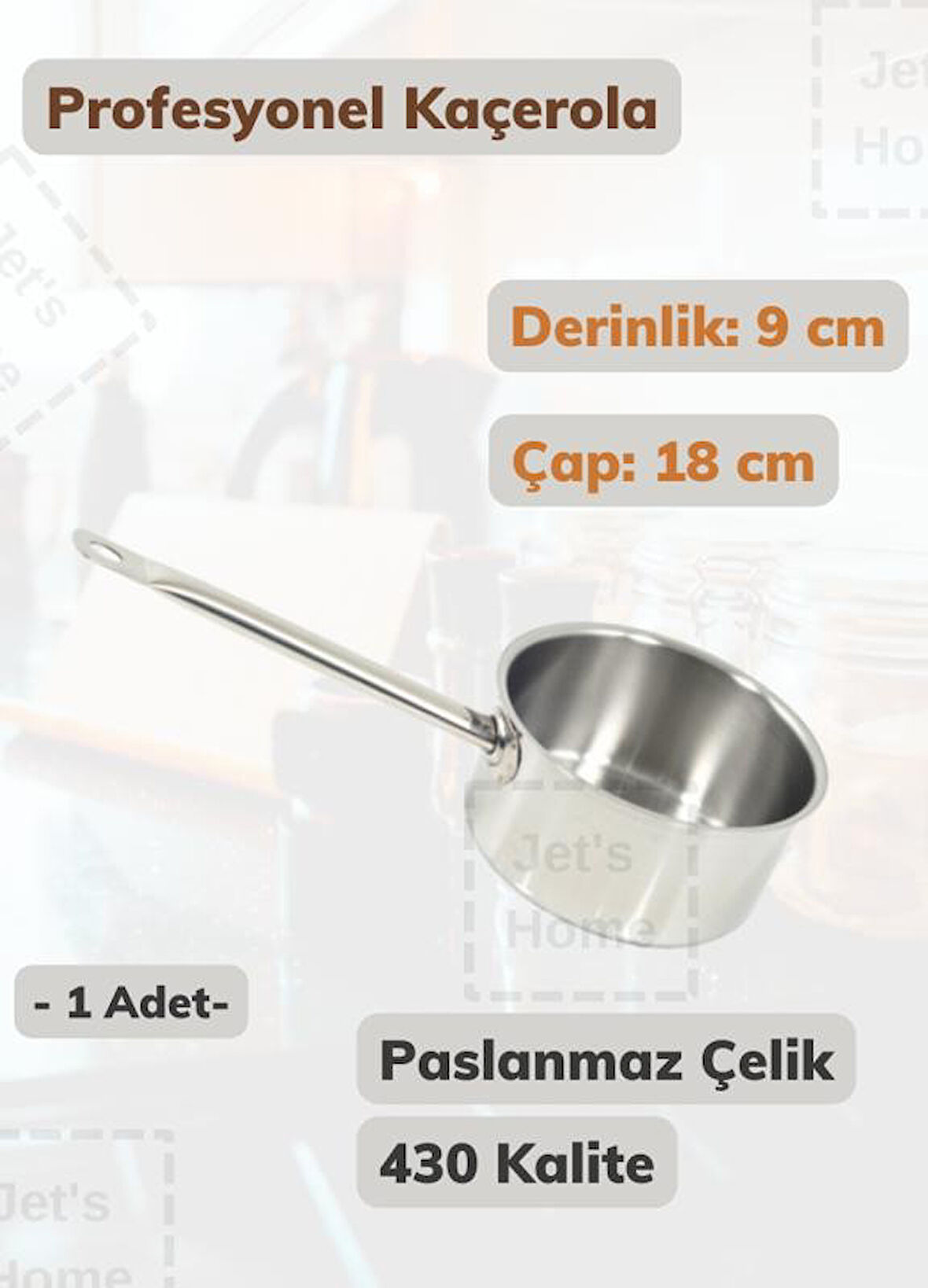 Profesyonel Kaçerola 18 cm Paslanmaz Çelik 430 Kalite