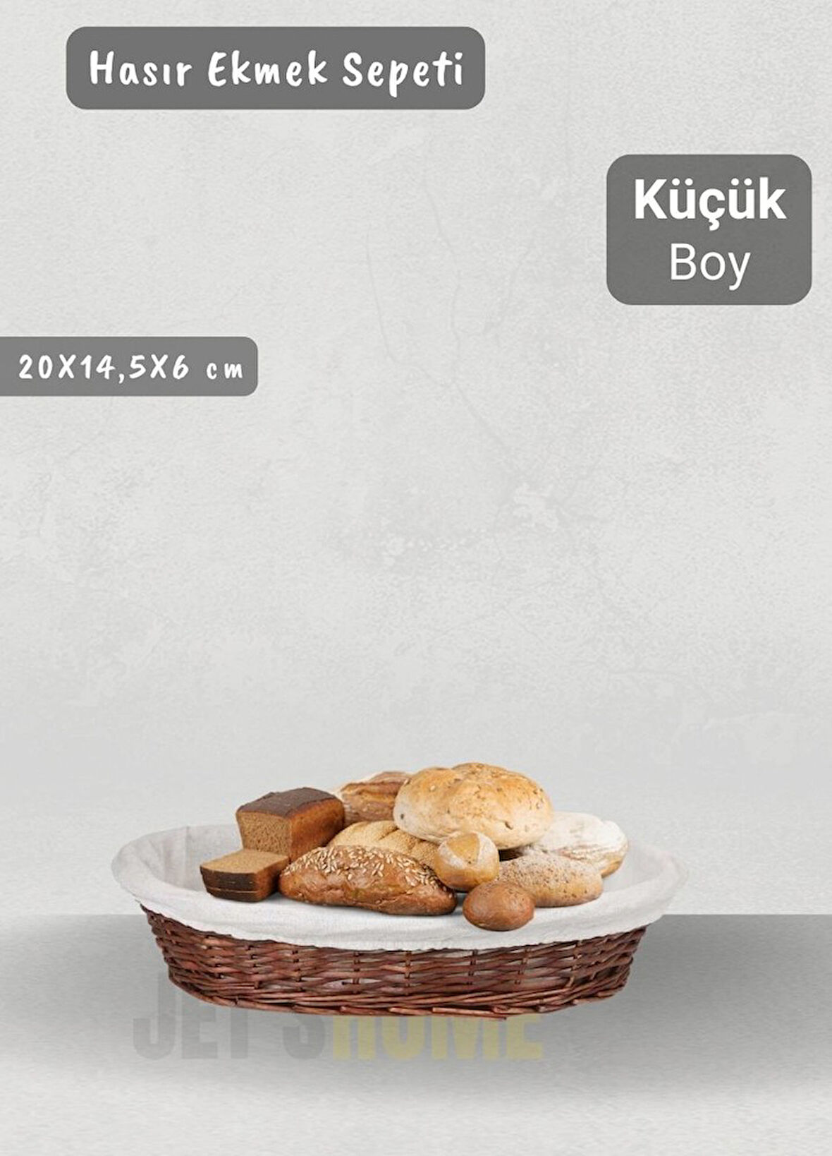Hasır Ekmek Sepeti Oval Çok Amaçlı Sepet Yılbaşı Sepeti Küçük Boy 20 cm