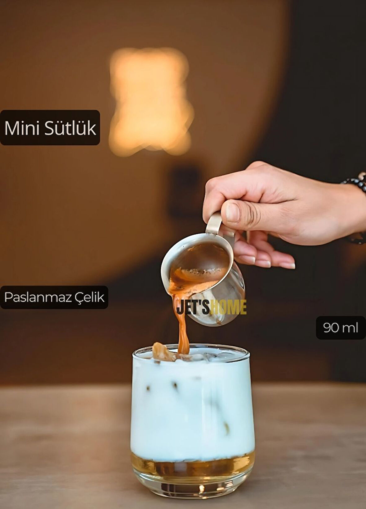 Mini Sütlük Paslanmaz Kahve Yanı Sütlüğü Çelik 90 ml