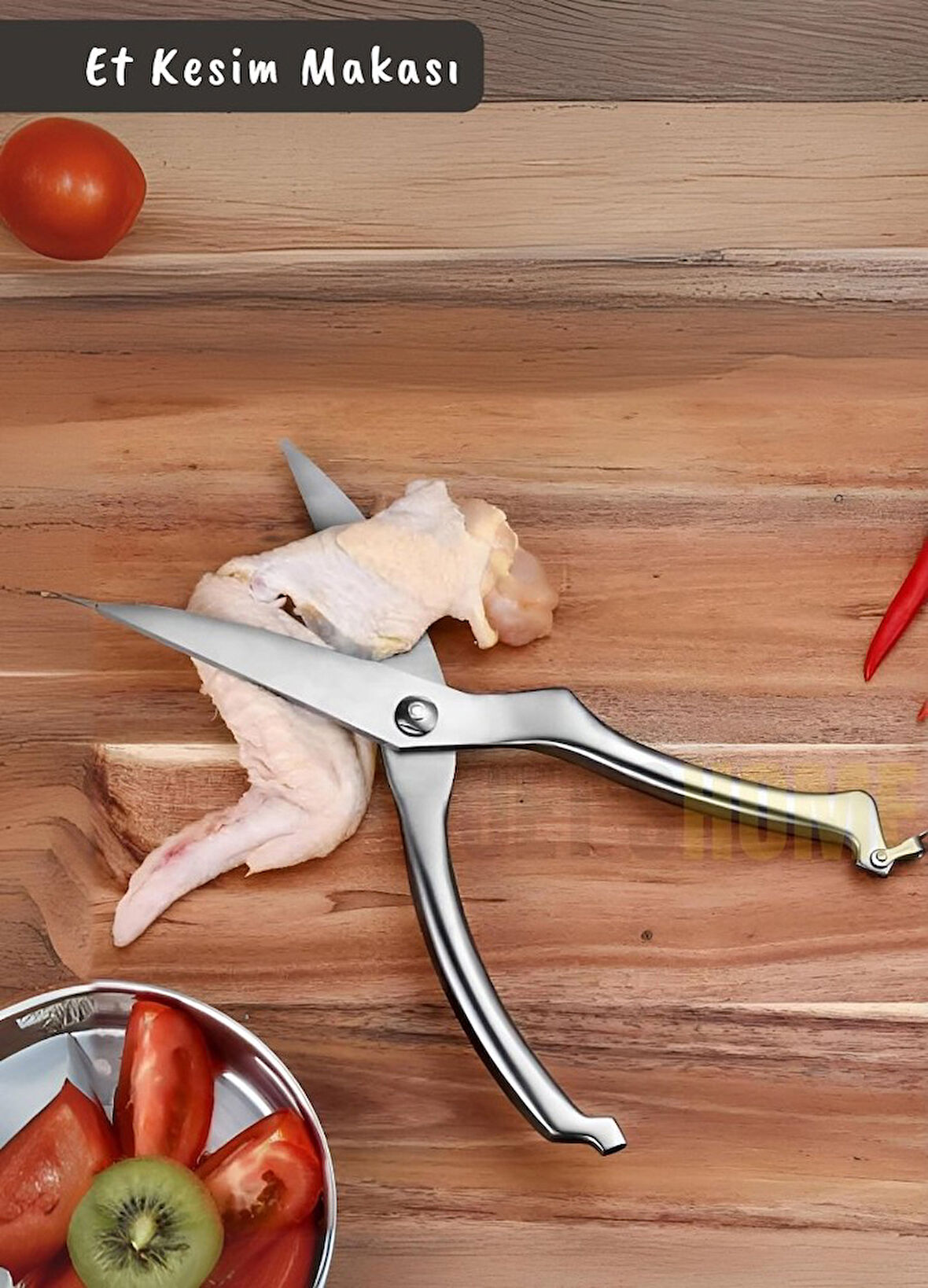 Et Makası Paslanmaz Mutfak Makası Çelik Tavuk Makası Ergonomik Tasarım 20 cm