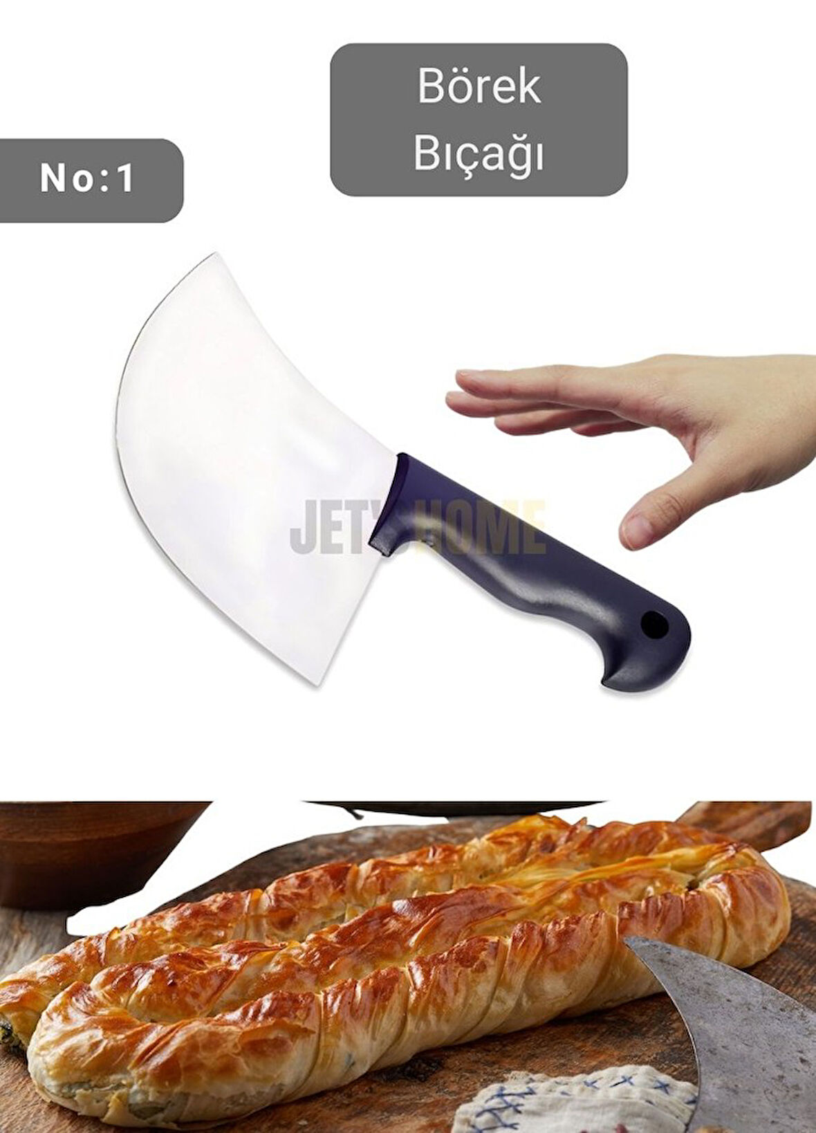 Börek Bıçağı Paslanmaz Çelik Pizza Bıçağı Börek Kesici No: 1 22 cm