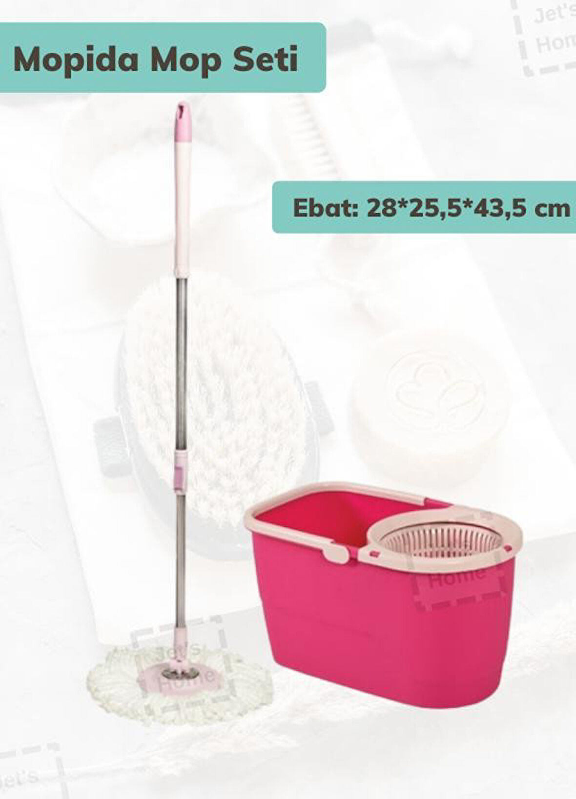 Mopida Mop Seti Temizlik Kovası Döner Başlıklı Paspas Temizlik Seti