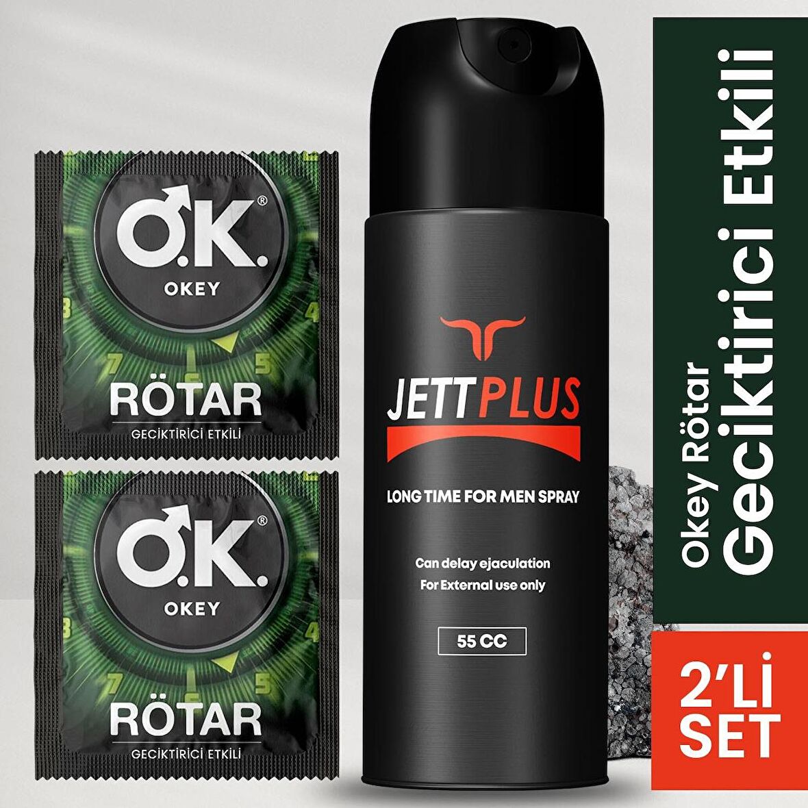 Jettplus Erkeklere Özel Geciktirici Etkili Sprey + 2 Adet Tek Kullanımlık Geciktirici Etkili Prezervatif