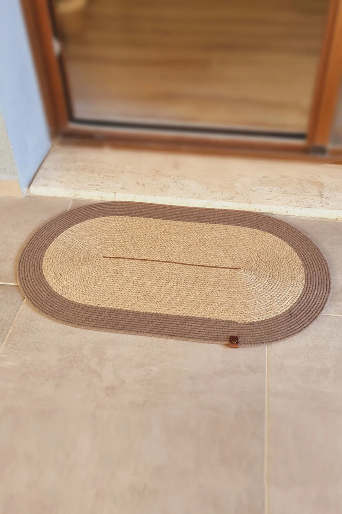 Jüt ve Pamuk Kordon İp Kapı Önü Paspası, İskandinav Paspas, Halı, Jüt Paspas 60x90 cm