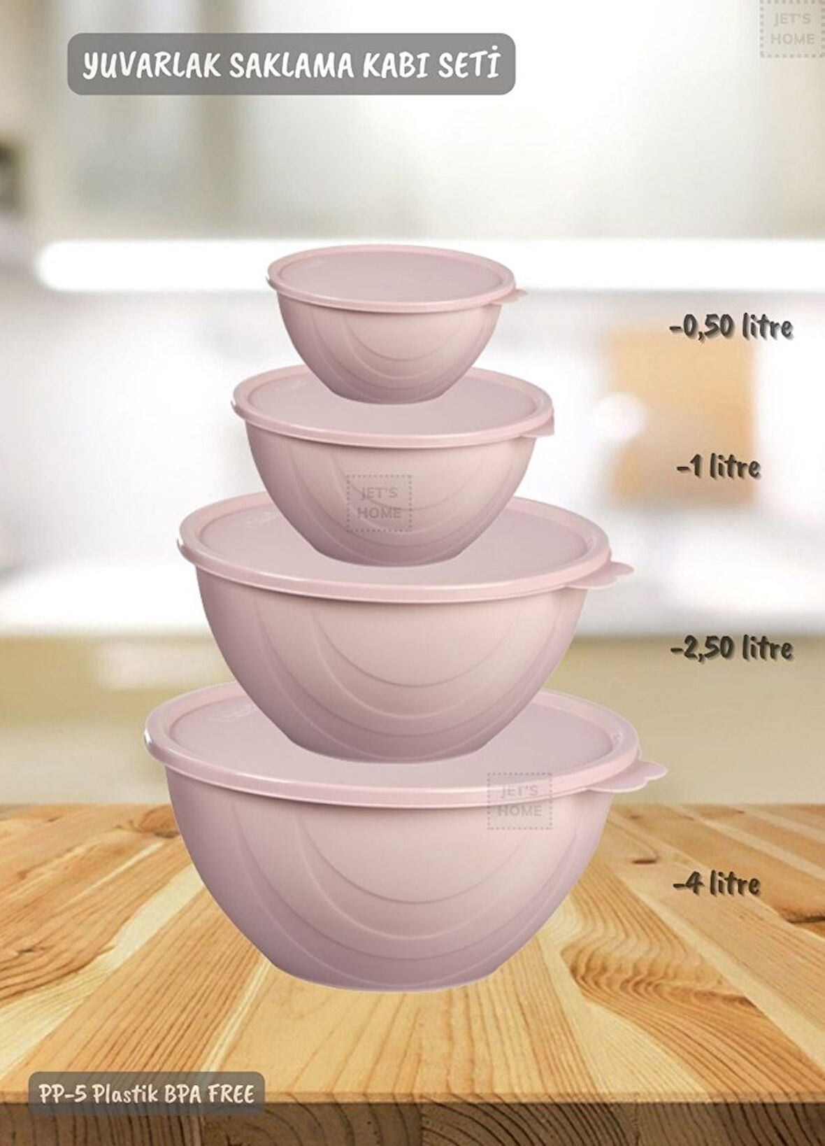 4’lü Yuvarlak Saklama Kabı Seti BPA FREE