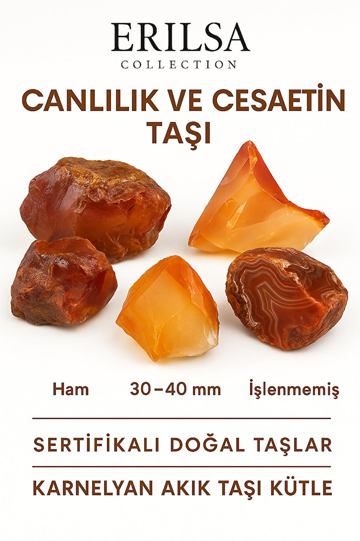 Sertifikalı Ham İşlenmemiş Karnelyan Akik Taşı Kütle – El Taşı | Yaşam Enerjisi ve Cesaret Veren Doğal Güç