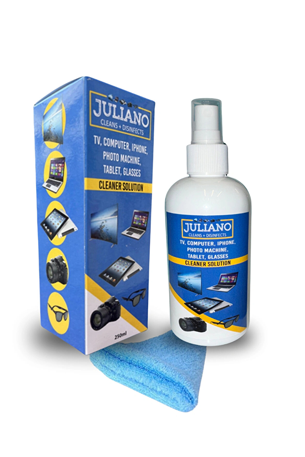  Bilgisayar,  Led, Laptop, Ekran, Gözlük, Laptop, Tablet, Televizyon, Cep Telefonu, Kamera, Koruyucu Ve Parlatıcı Doğal Temizleme, Temizlik Seti – 250 ML Temizleyici