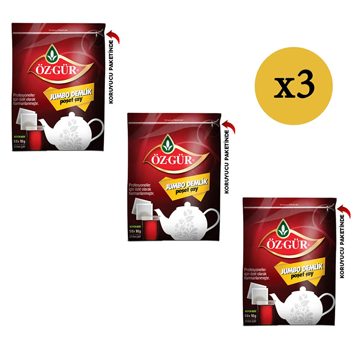 ÖZGÜR Jumbo Demlik Poşet 50*10 Gr x 3 Adet