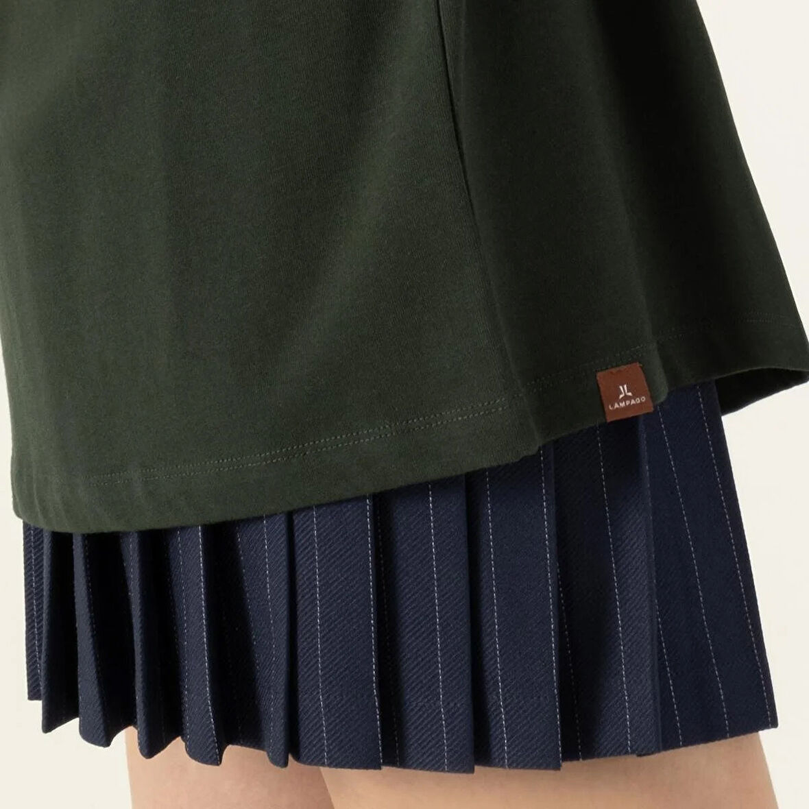 LAMPAGO Unisex Oversize Bisiklet Yaka T-shirt