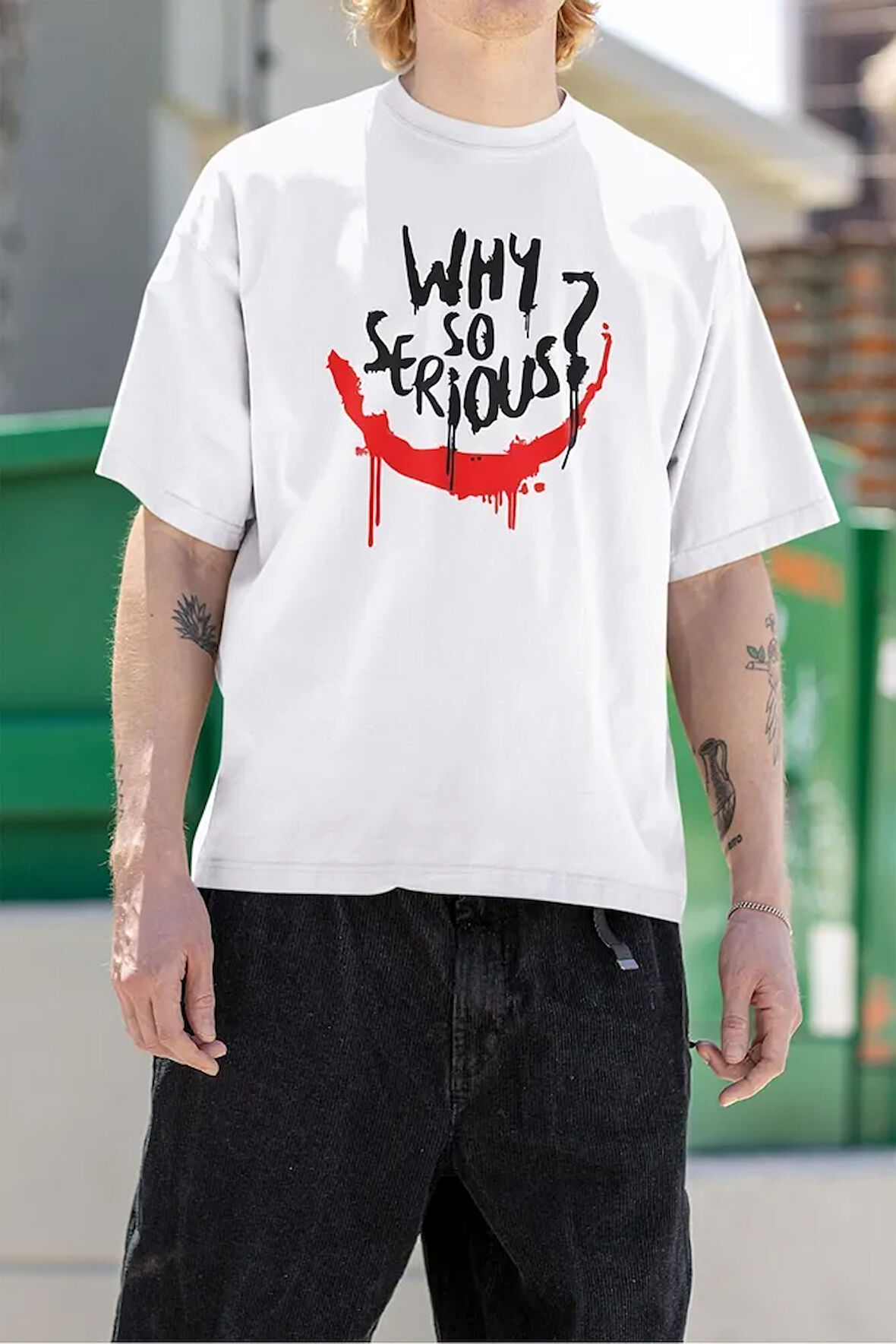 Film Karakteri Joker Temalı Unisex Tişört, Oversize Why So Serious ? Tişört