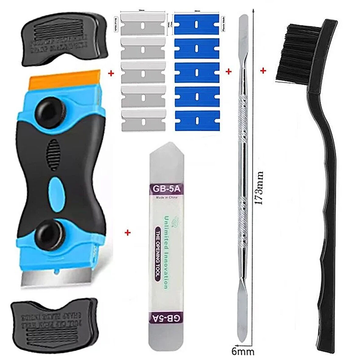 Çok Amaçlı Set Plastik ve Metal Tıraş Bıçağı Kazıyıcı, Pencere Camı Temizleyici, Film Araba ve Ev için Yapıştırıcı Sökücü Aracı st03