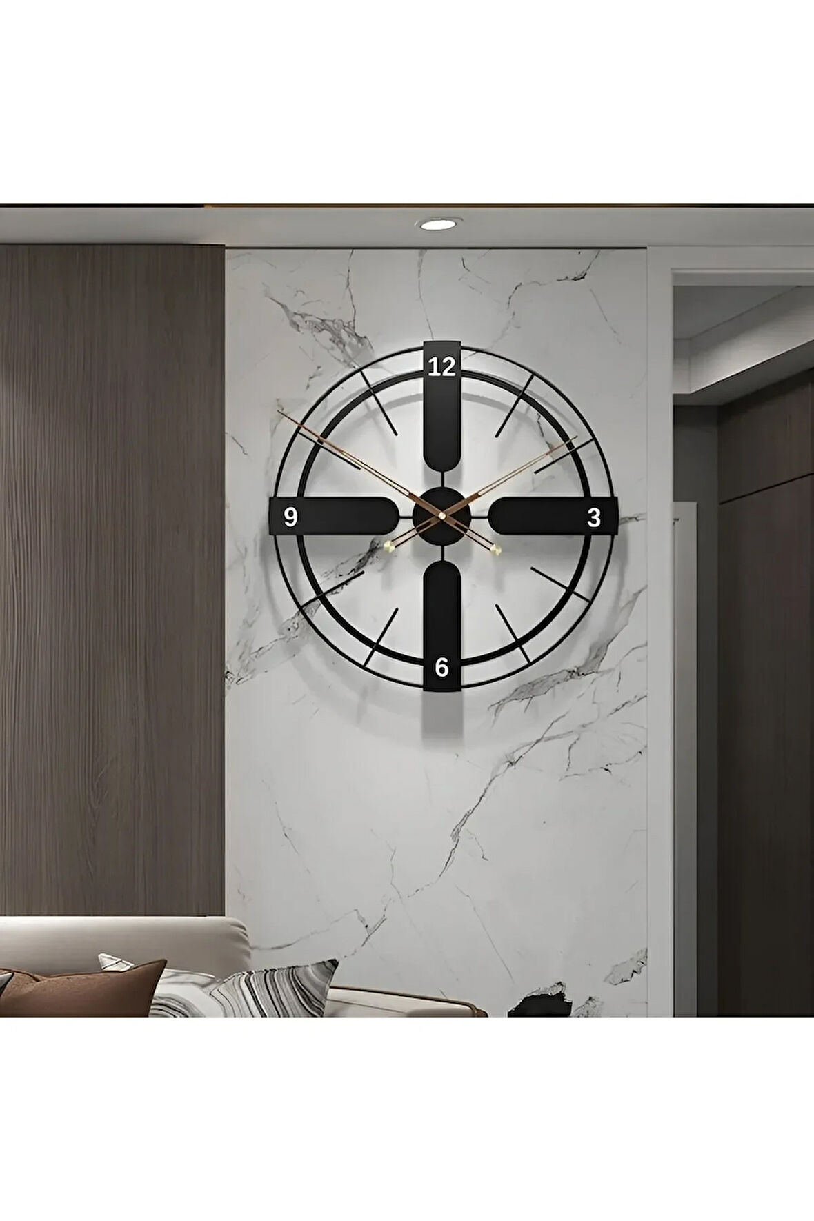 50cm- Italyan Tasarım Jihati Metal Duvar Saati , Modern Dekoratif Metal Duvar Saati