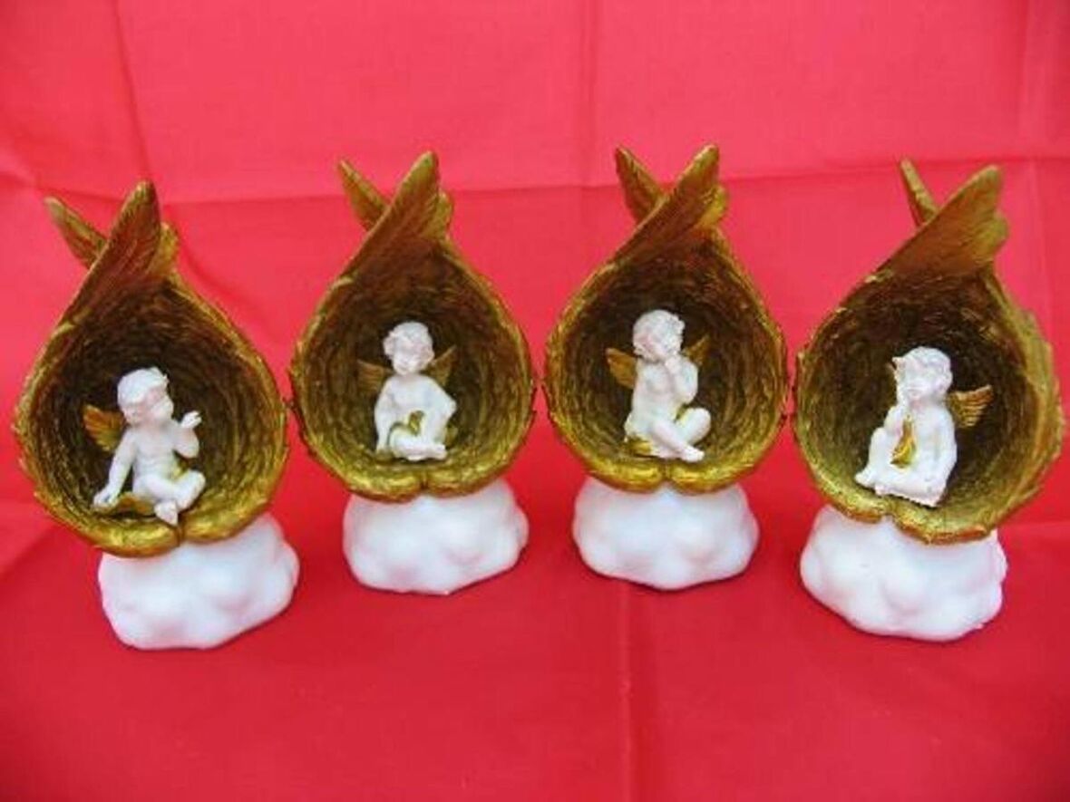 HEDİYELİK › KARIŞIK › Melek Figürler-QQC 4Lİ KANATLI UYUYAN MELEK IŞIKLI>>7.2X5.8X12.5 CM