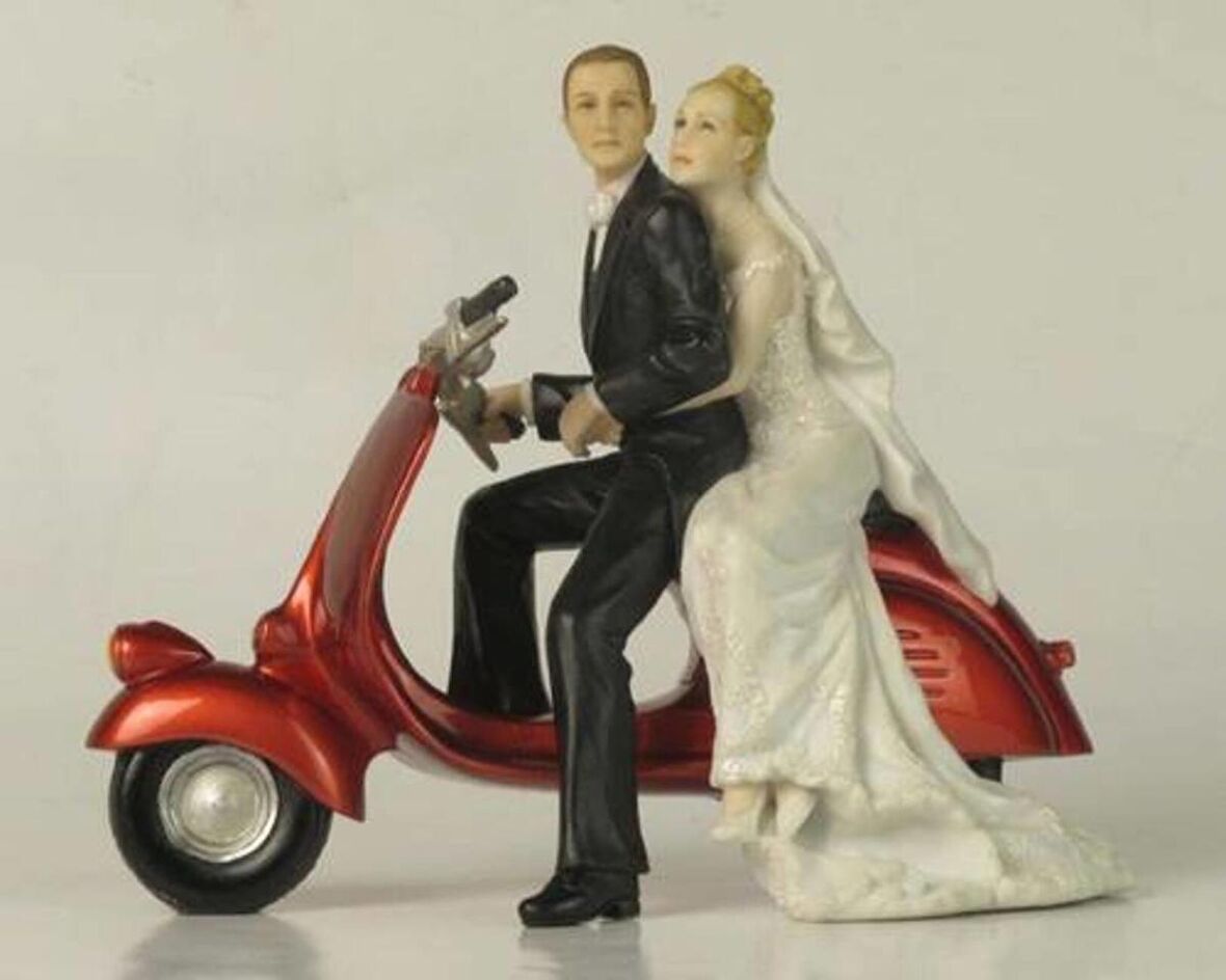 WISE Veronese Serisi-WISE GELİN DAMAT MOTORSIKLETE BİNİYOR-15*18*8,5 CM