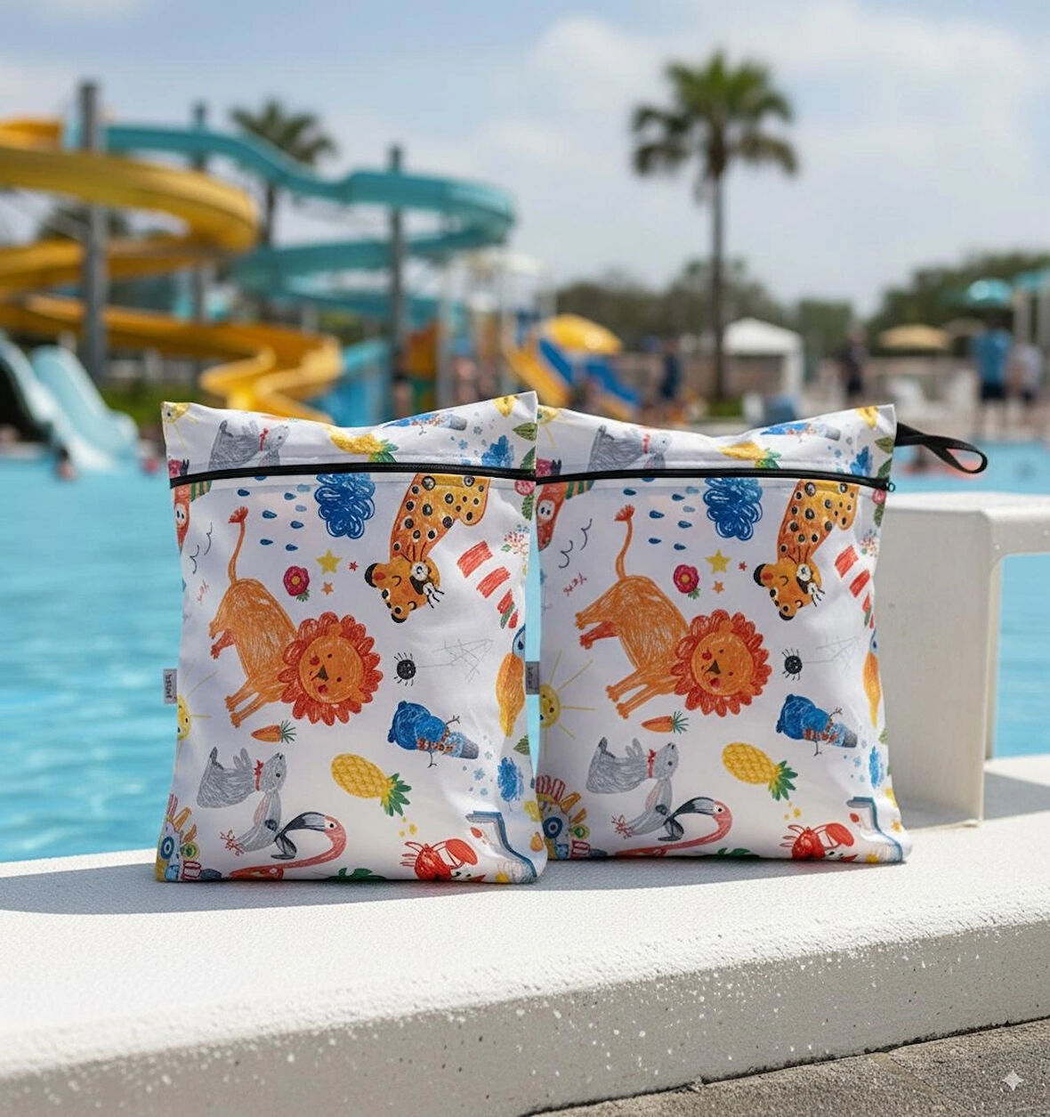 Yorni 2 Adet, 29 x 35 Cm, Jungle ve 29 x 35 Cm Jungle Desen, Sıvı Geçirmeyen Çok Amaçlı Çanta, Ekonomik Set, Yıkanabilir