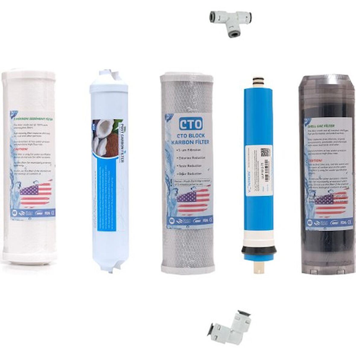 Aura Cebillion Compact Uyumlu 5'li Filtre Seti (Vontron Membran+Post Carbon)