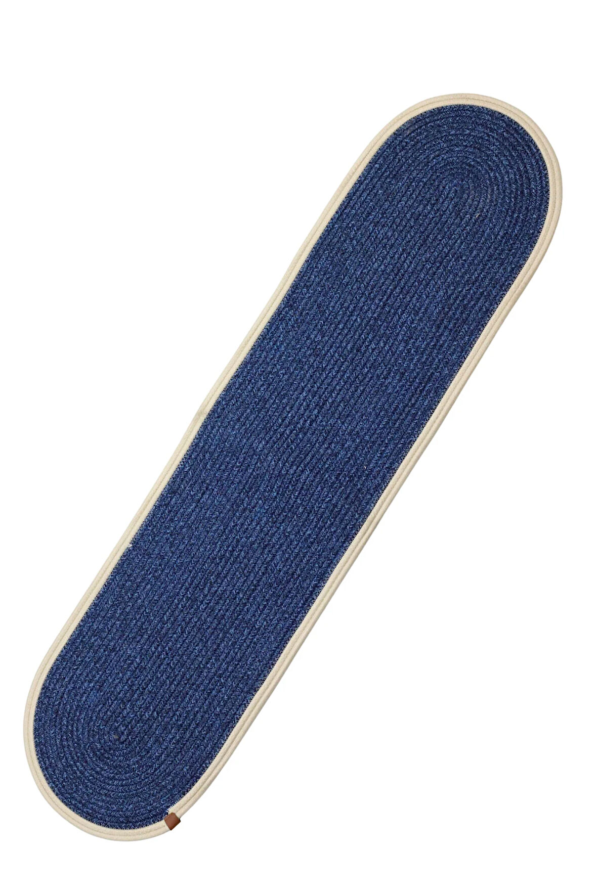 Jutty Hasır Görünümlü Jüt Dokuma Lacivert Krem Oval Dekoratif Masa Runnerı 35x135 cm Mutfak Salon