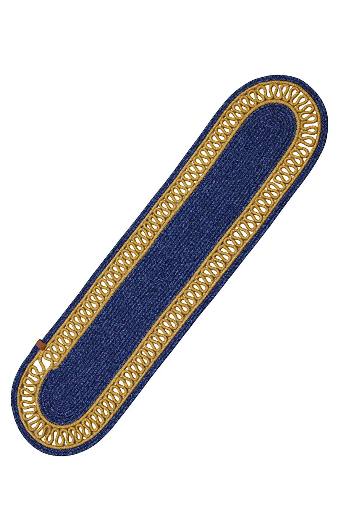 Jutty Hasır Görünümlü Jüt Dokuma Natural Örgü Oval Dekoratif Masa Runnerı 35x135 cm Mutfak Salon