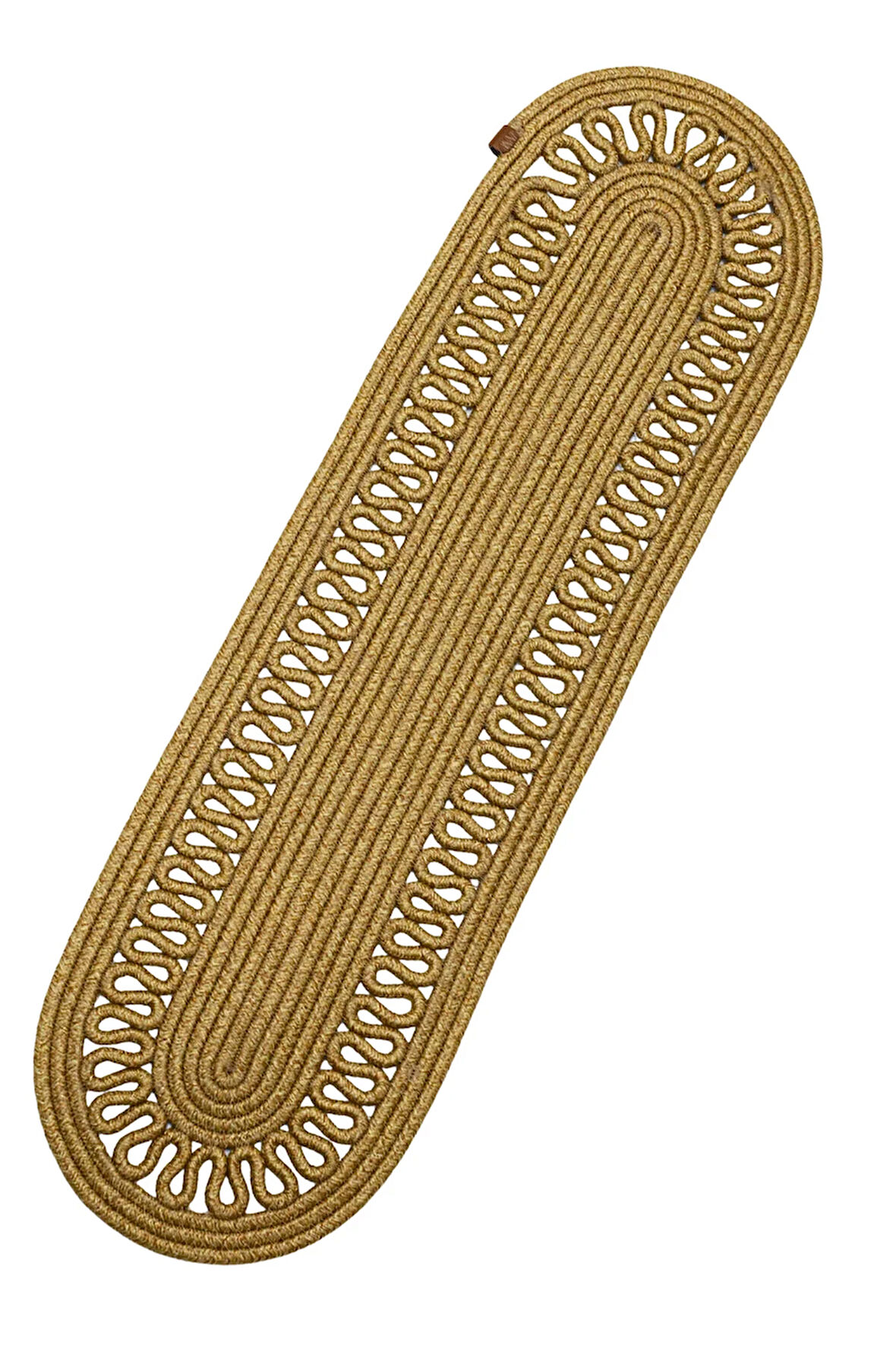 Jutty Hasır Görünümlü Jüt Dokuma Oval Natural Örgü Dekoratif Runner 25x90cm Mutfak Salon Masa Örtüsü