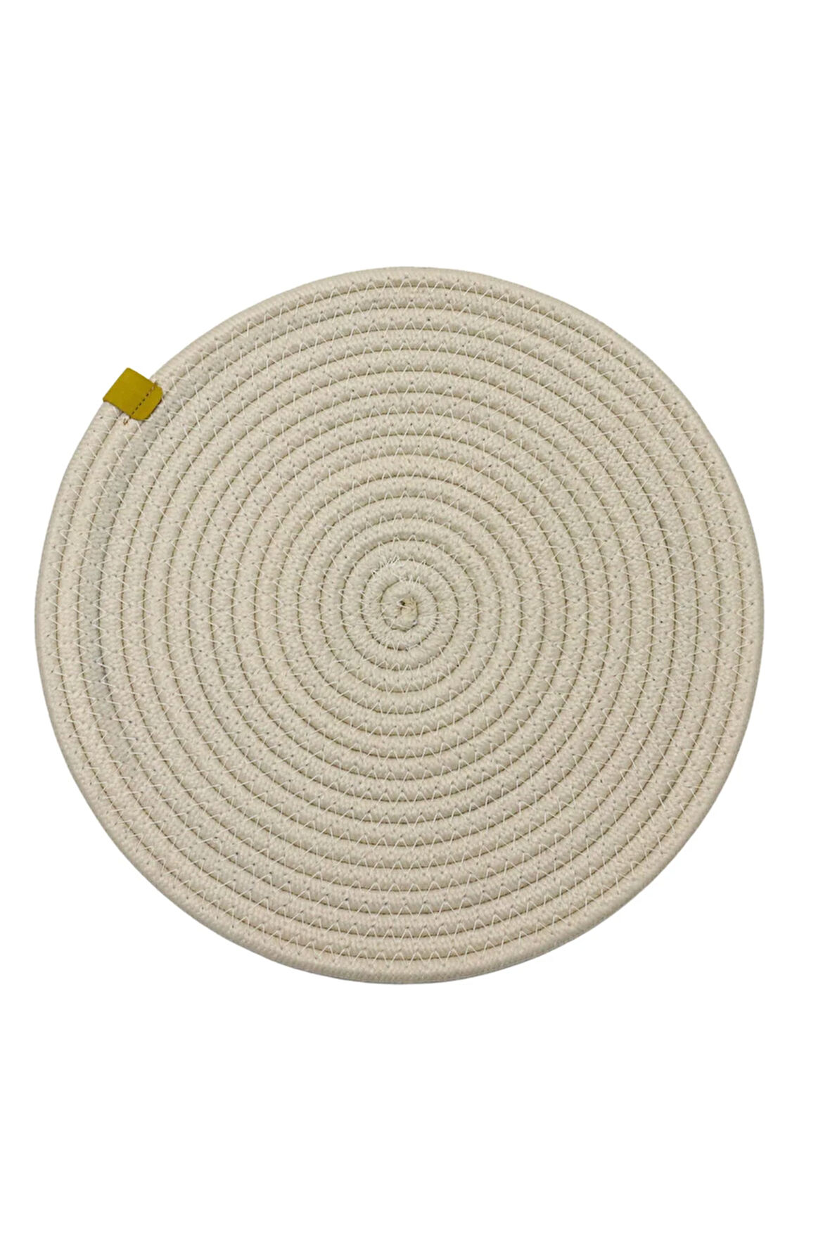 Jutty Hasır Görünümlü Jüt Dokuma Yuvarlak Krem Düz Dekoratif Amerikan Servis 32x32 cm Supla