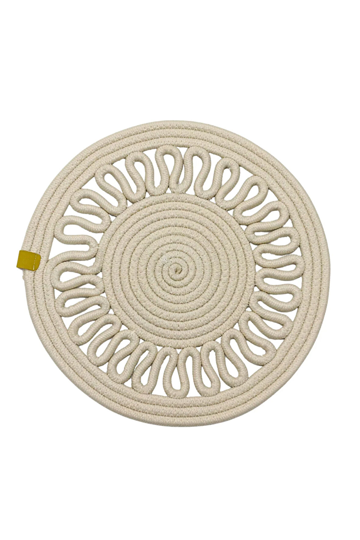 Jutty Hasır Görünümlü Jüt Dokuma Yuvarlak Krem Örgü Dekoratif Amerikan Servis 32x32 cm Supla