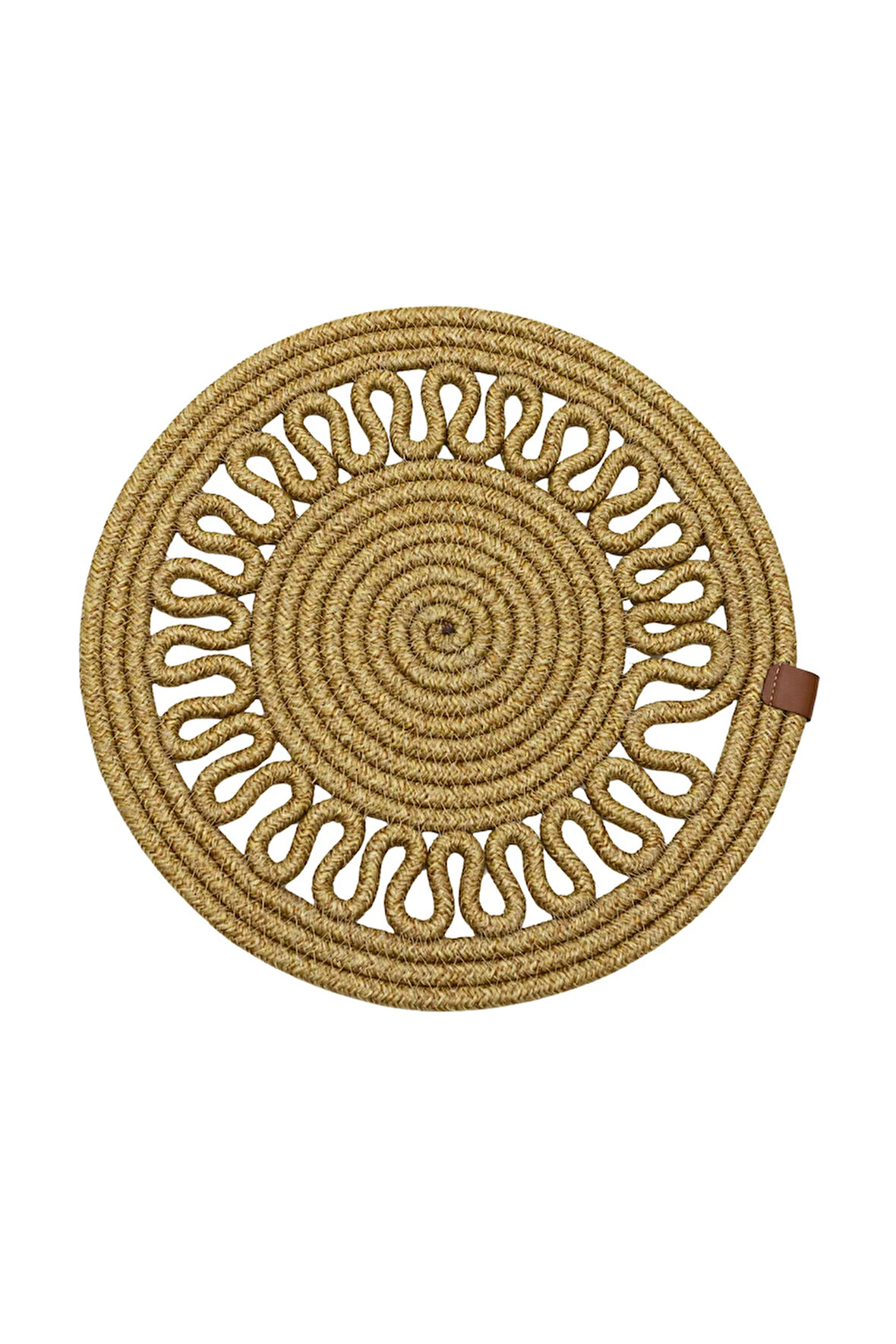 Jutty Hasır Görünümlü Jüt Dokuma Yuvarlak Natural Örgü Dekoratif Amerikan Servis 32x32 cm Supla