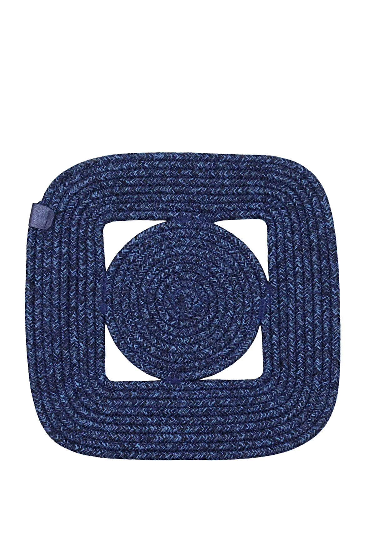 Jutty Hasır Görünümlü Jüt Dokuma Kare Lacivert Dekoratif Amerikan Servis 32x32 cm Supla