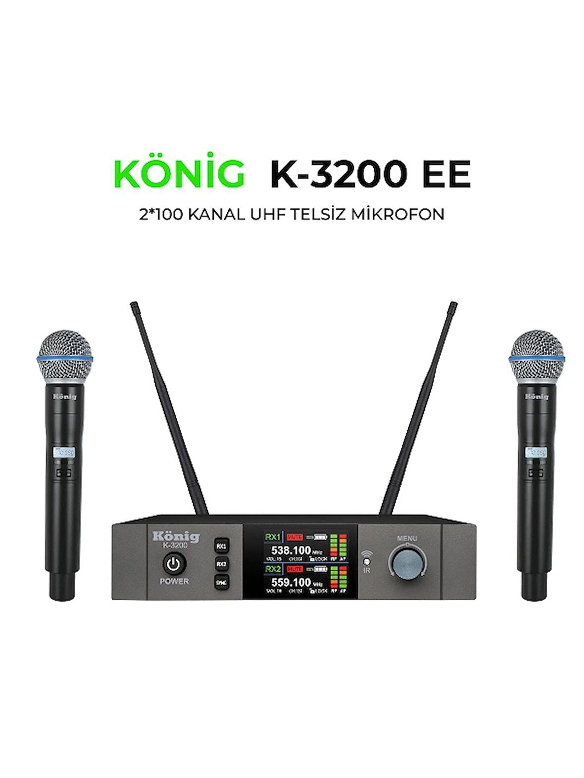 König K-3200 2 El UHF TELSİZ MİKROFON