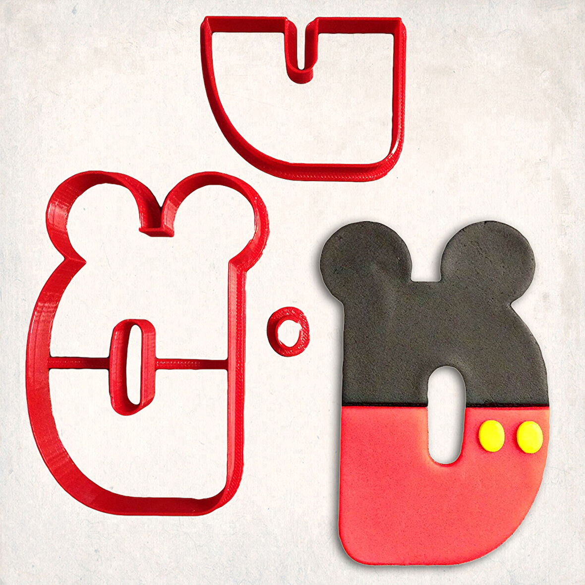 Miki Fare D Harfi Detaylı Kurabiye Kalıp Seti 3 Parça