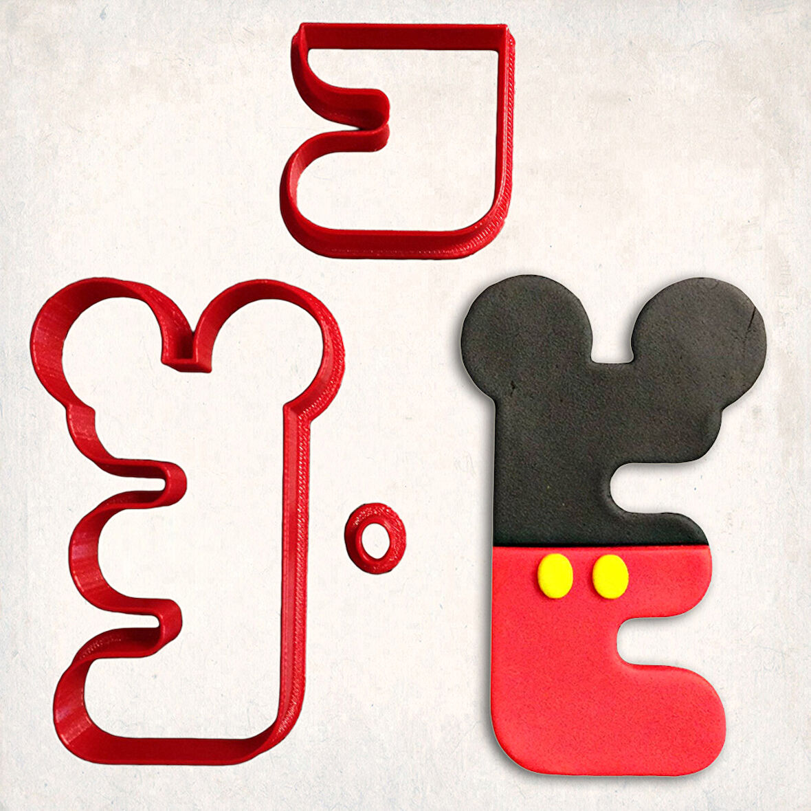 Miki Fare E Harfi Detaylı Kurabiye Kalıp Seti 3 Parça