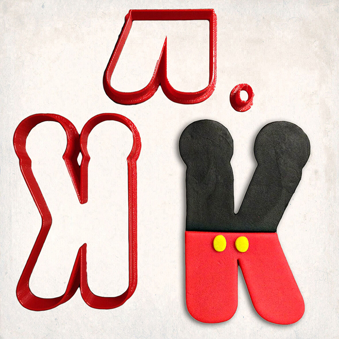 Miki Fare K Harfi Detaylı Kurabiye Kalıp Seti 3 Parça