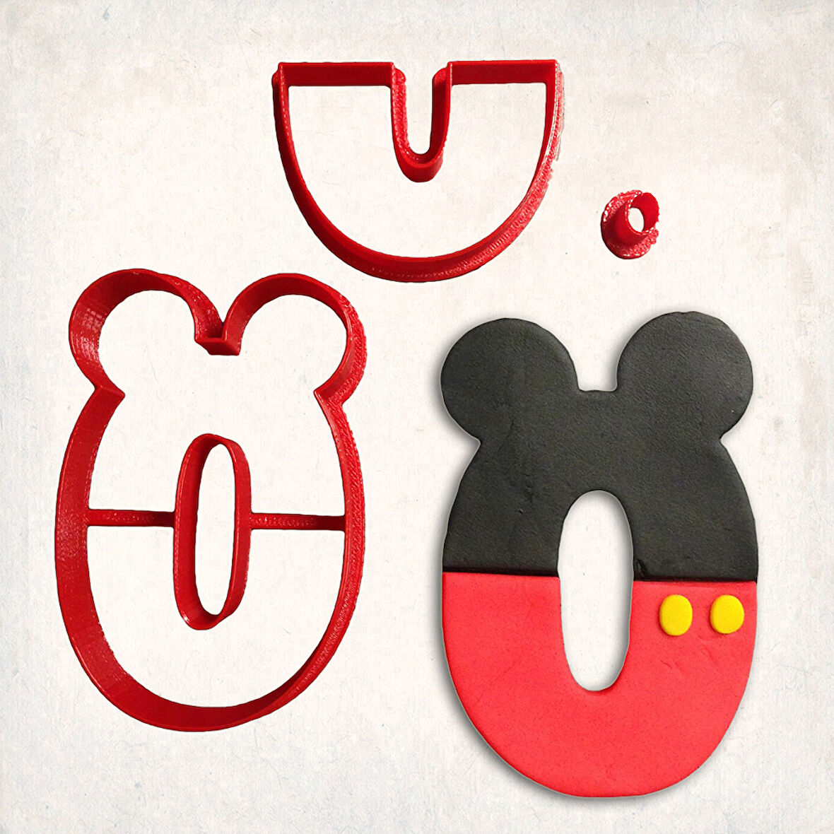 Miki Fare O Harfi Detaylı Kurabiye Kalıp Seti 3 Parça