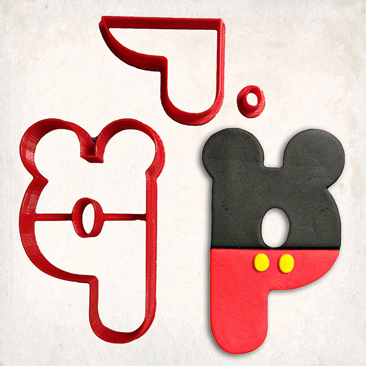 Miki Fare P Harfi Detaylı Kurabiye Kalıp Seti 3 Parça