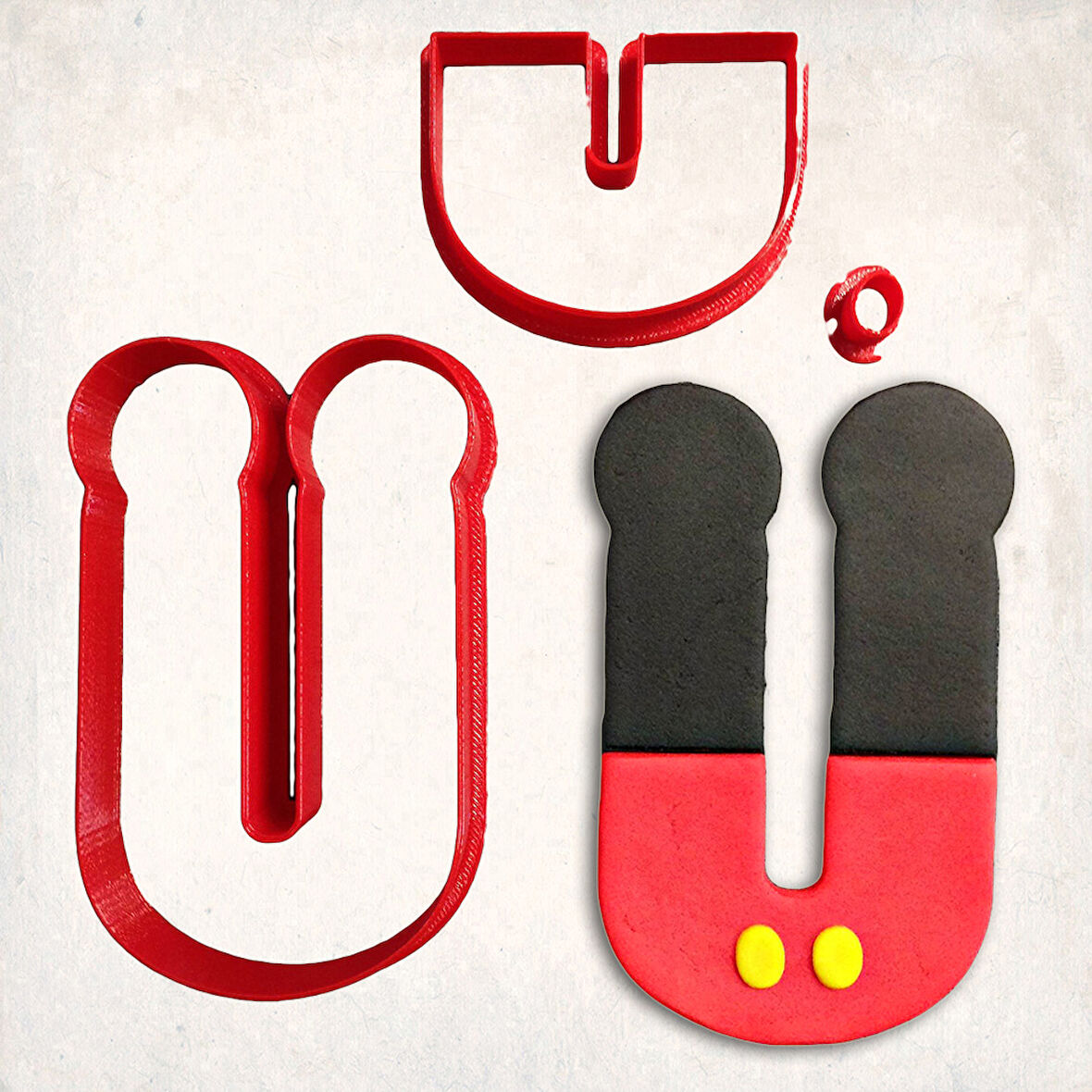 Miki Fare U Harfi Detaylı Kurabiye Kalıp Seti 3 Parça