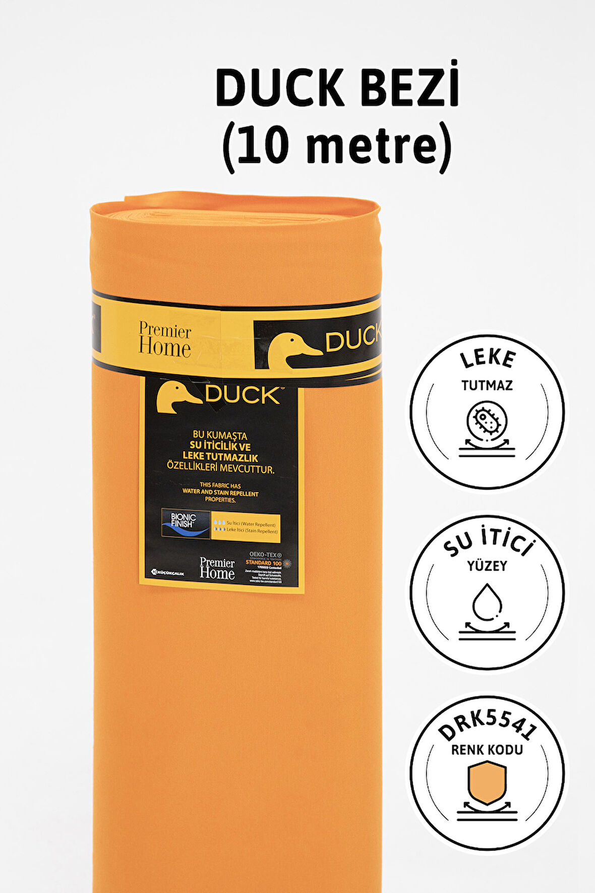 Premier Metrelik Duck Keten Kumaş Su İtici Bez 10 Metre DRK5541 - Turuncu