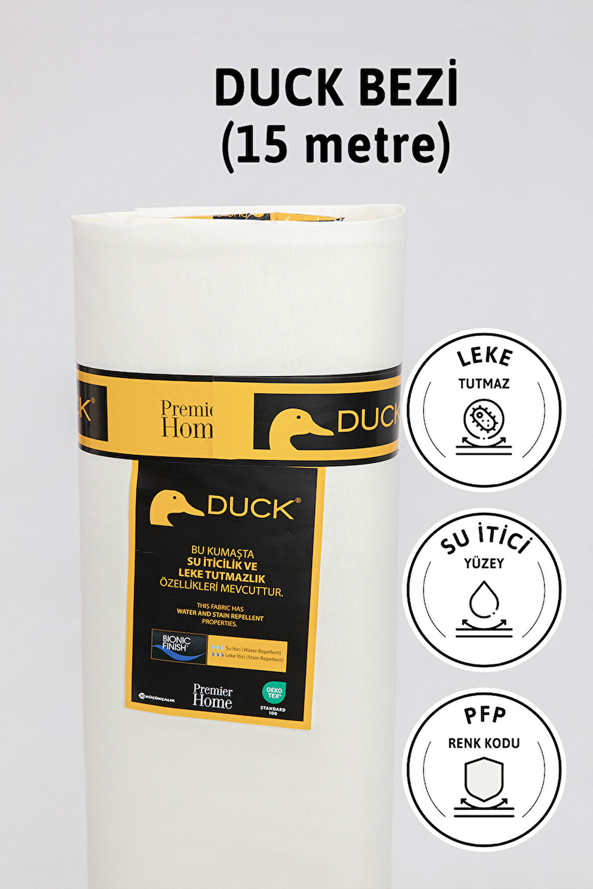 Premier Metrelik Duck Keten Kumaş Su İtici Bez 15 Metre PFP - Ekru