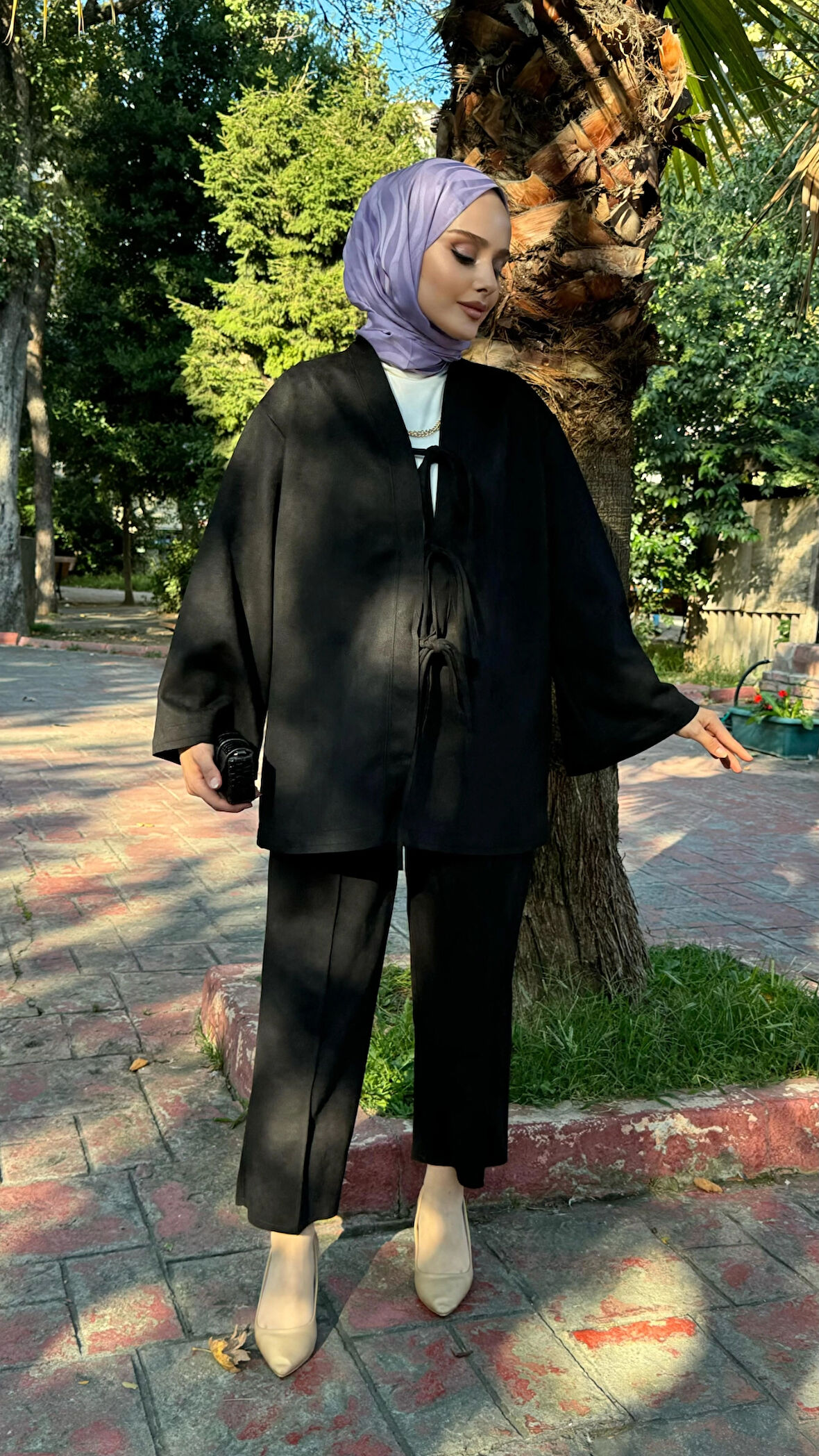 PTKM016 Ceketi Bağlamalı Süet Takım
