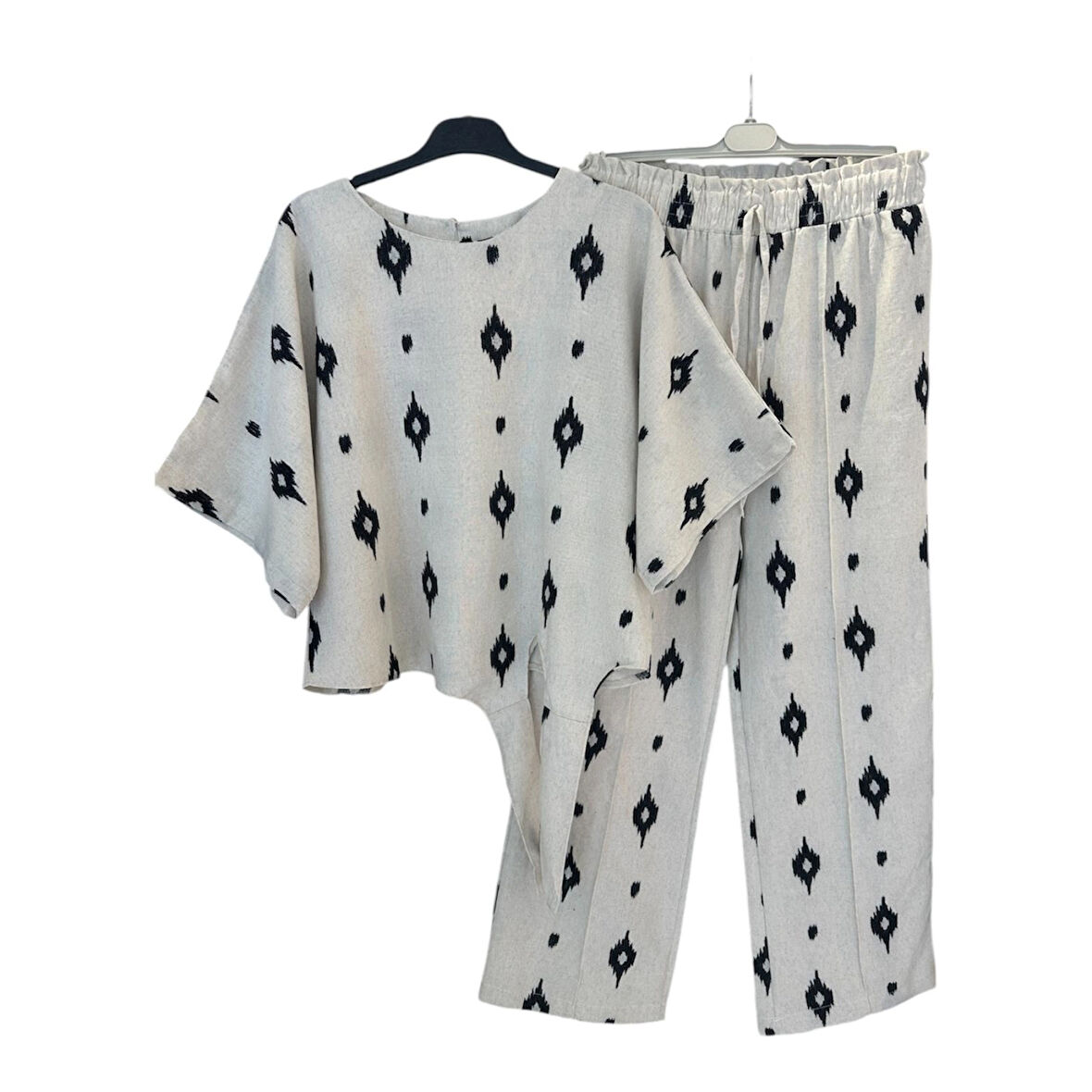 1051 KISA KOL ÖNÜ BAĞLAMALI KETEN TAKIM