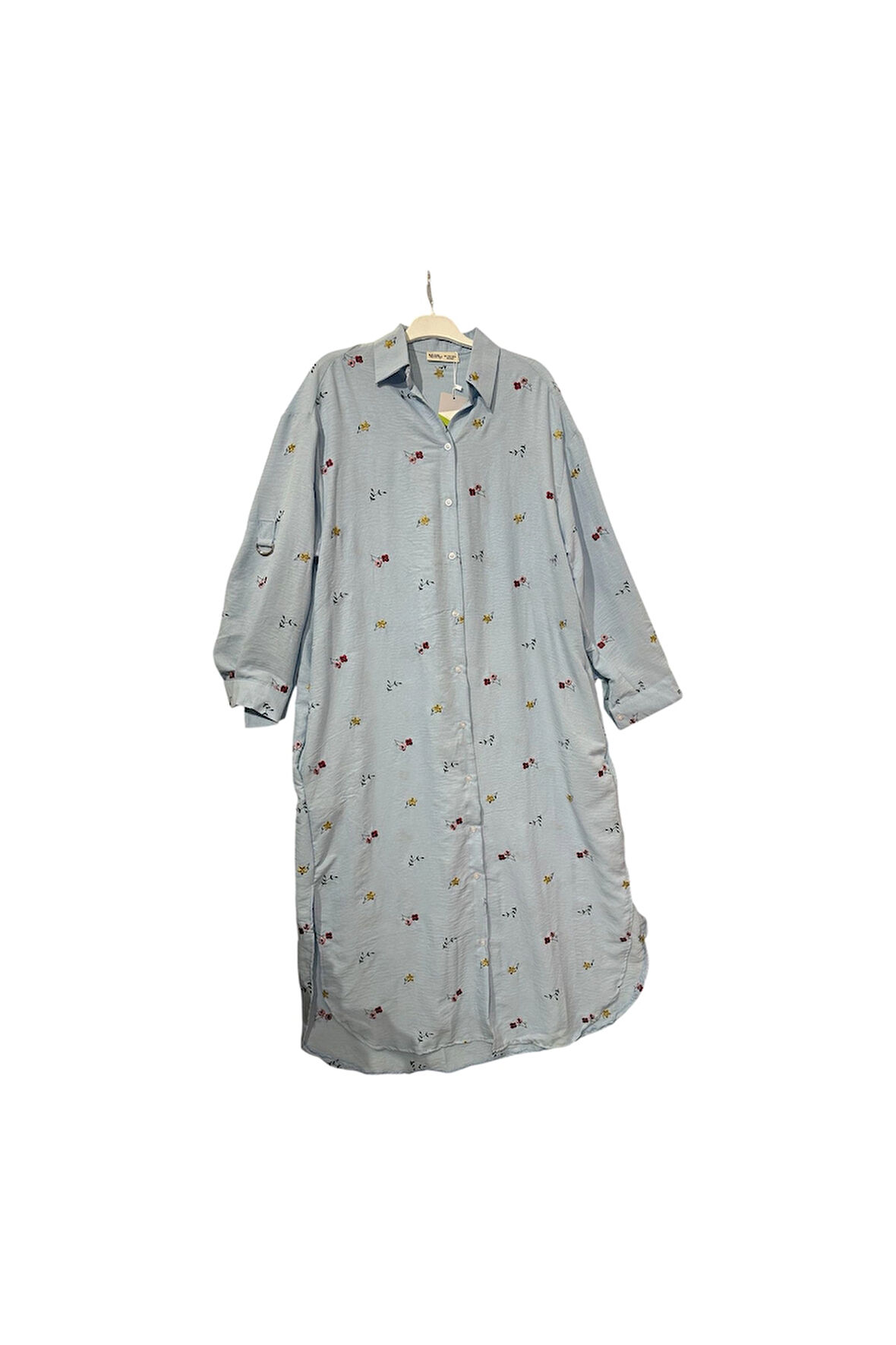 TELB01 ÇİÇEK DESENLİ KOLU KATLANABİLİR CEPLİ TUNİK/ELBİSE